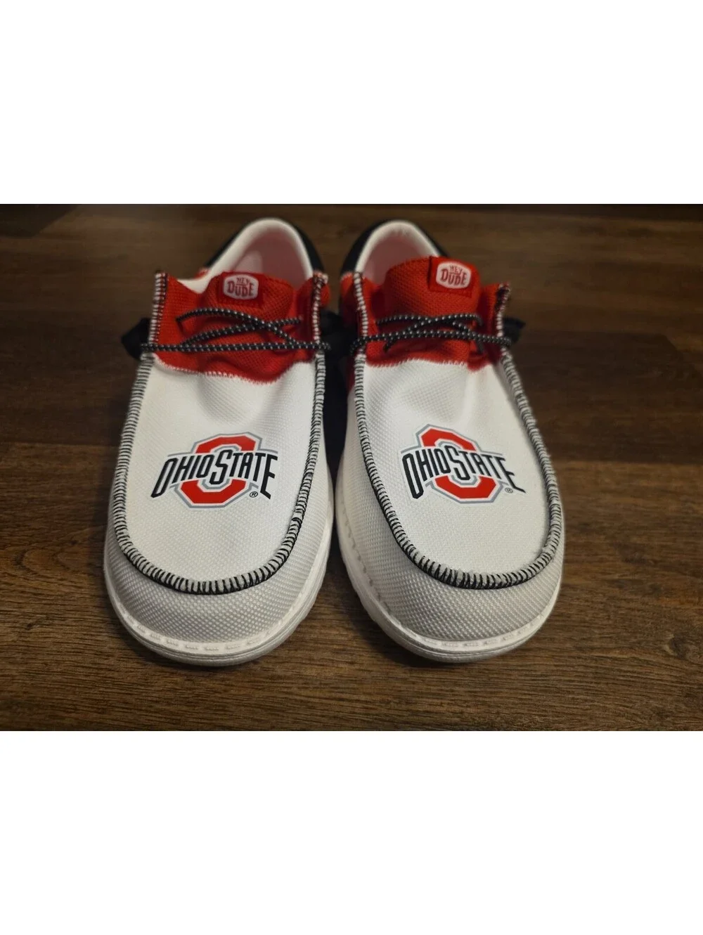 Hey Dude Wally Tri Ohio State Slip On Mens 10 White Red Black Buckeyes Football